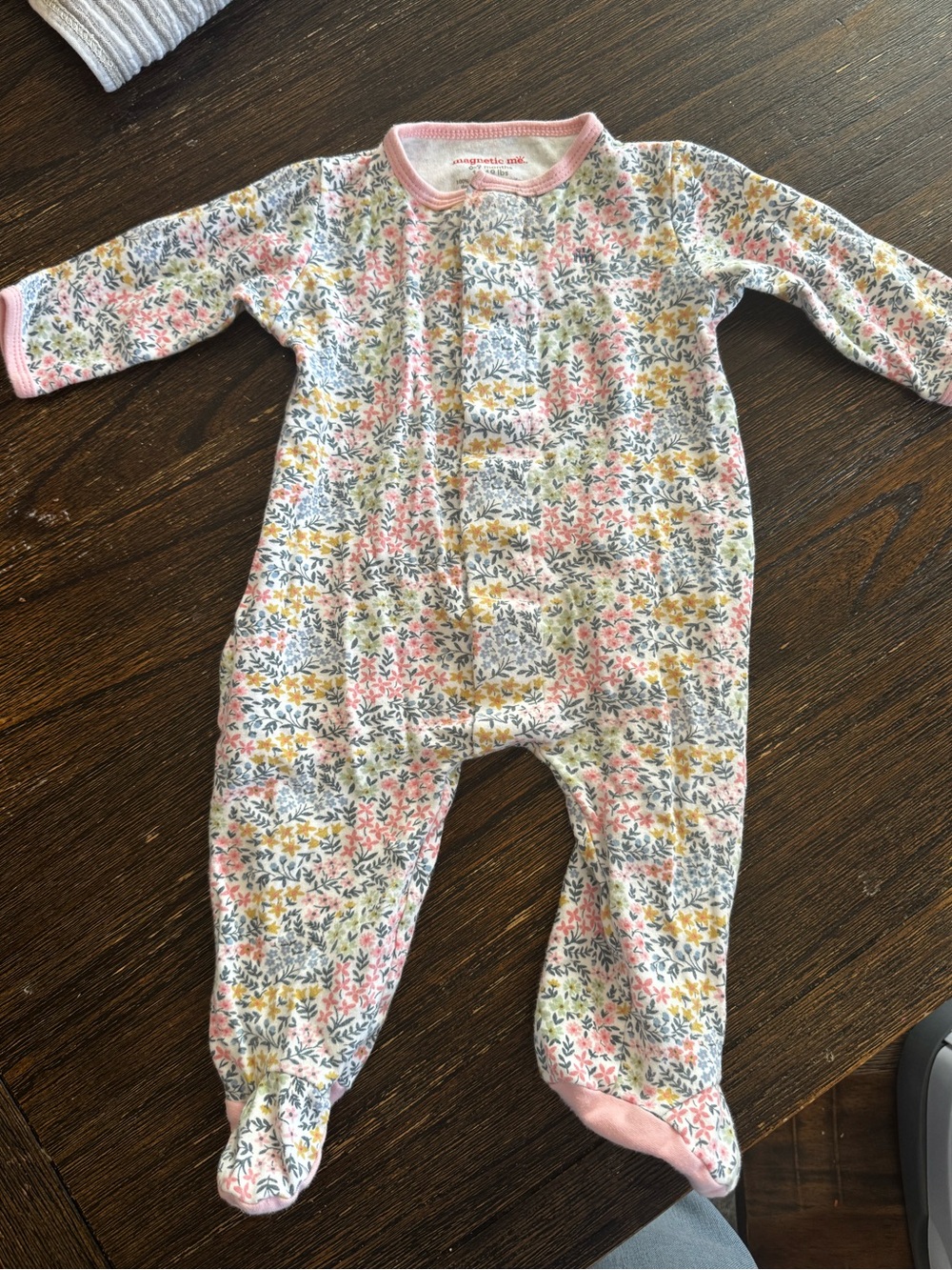Baby Floral Footed Onesie - floral magnetic me